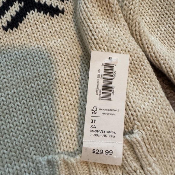 Old Navy Toddler Boy Ivory Cardigan Sweater Size 3T - Picture 4 of 5